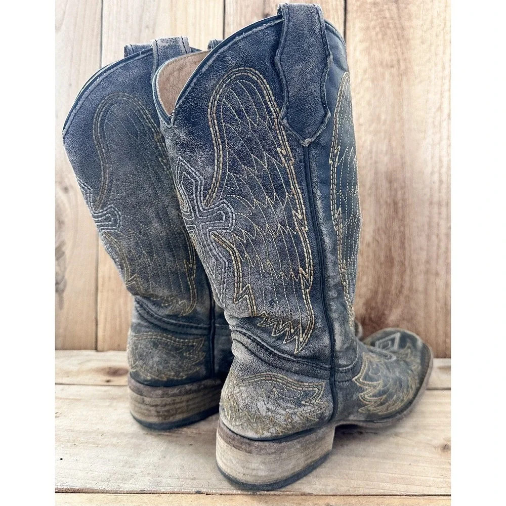 Corral Brown Cowboy Western Boots Kids Size 2 A1032 Cowgirl